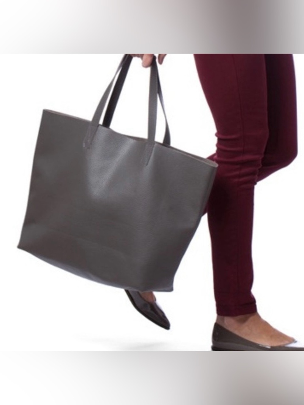 margot Olive Gray Leather Tote Bag